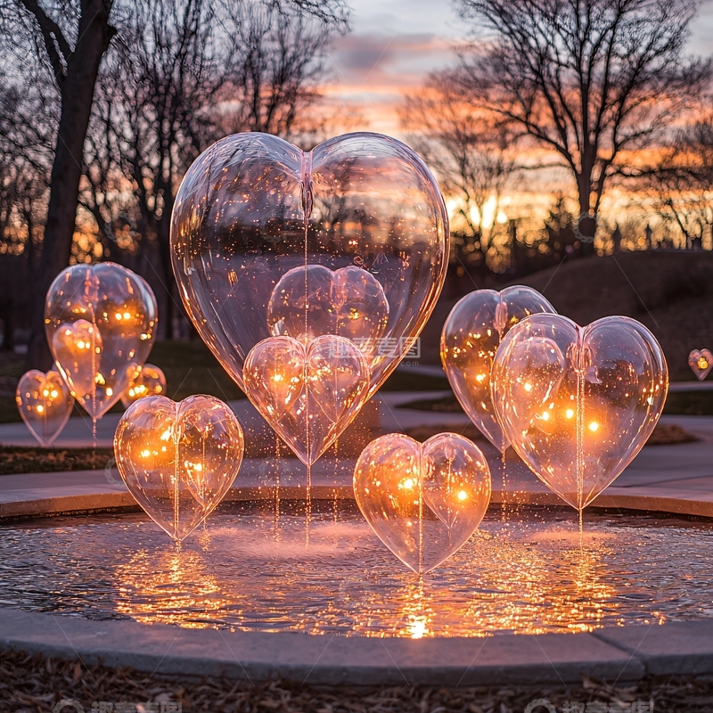 高清大图下载【趣麦麦图】心形灯泡水池