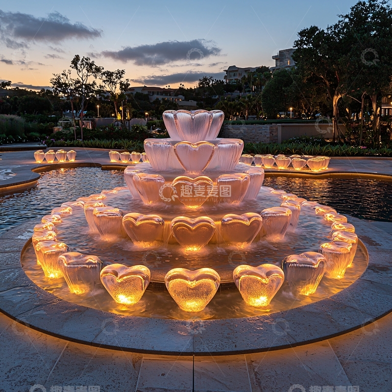 高清大图下载【趣麦麦图】心形灯光喷泉