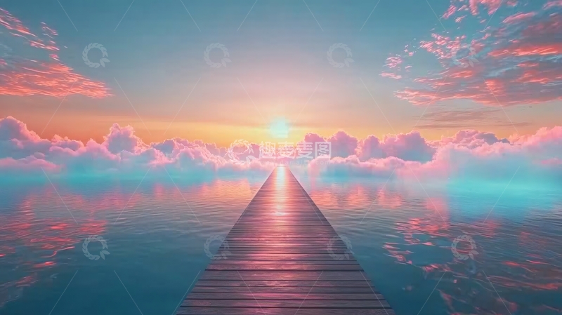 高清大图下载【趣麦麦图】云端木栈道