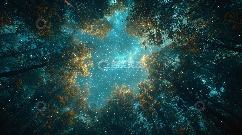 高清大图下载【趣麦麦图】森林仰望星空