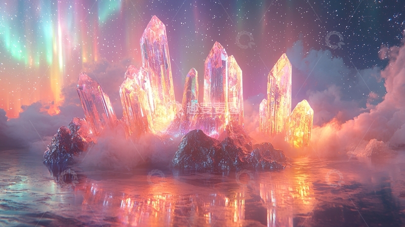 高清大图下载【趣麦麦图】梦幻彩色水晶群岛