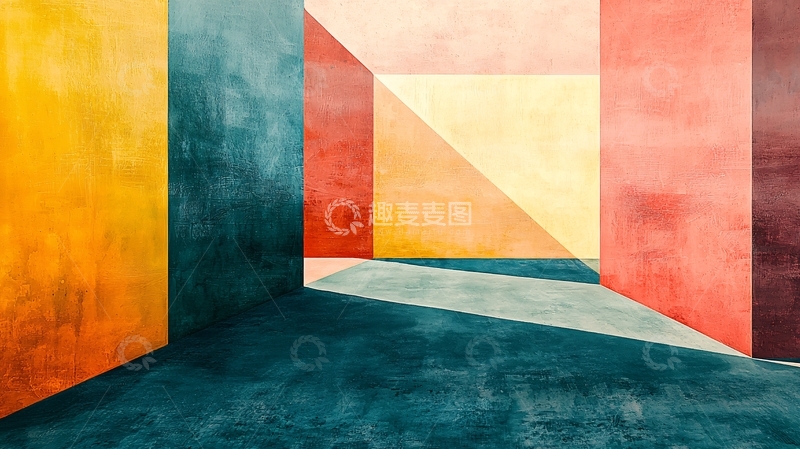 高清大图下载【趣麦麦图】抽象几何彩色墙面