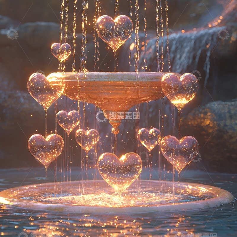 高清大图下载【趣麦麦图】爱心喷泉