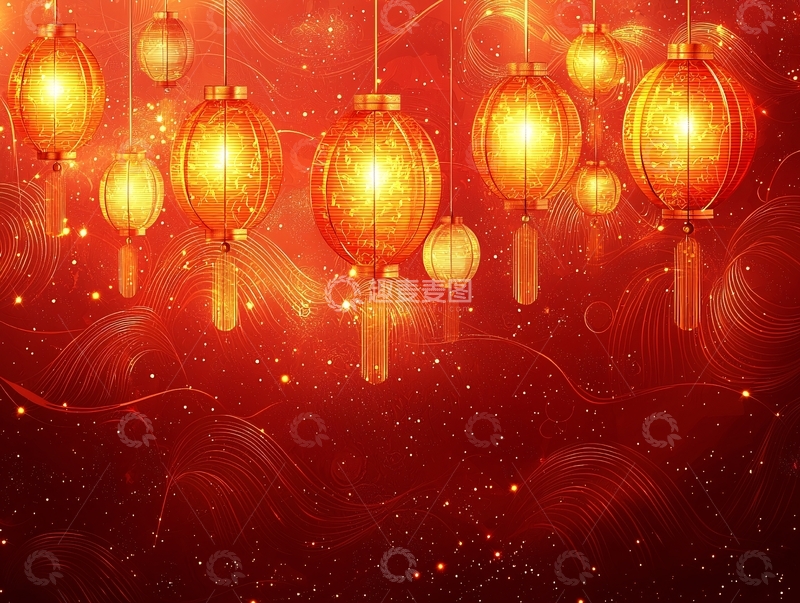 高清大图下载【趣麦麦图】红灯笼喜庆背景图