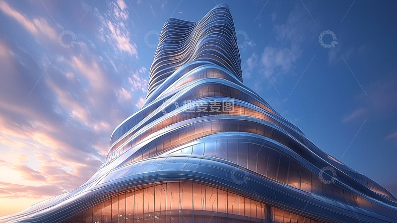 高清大图下载【趣麦麦图】流线型曲线摩天大楼