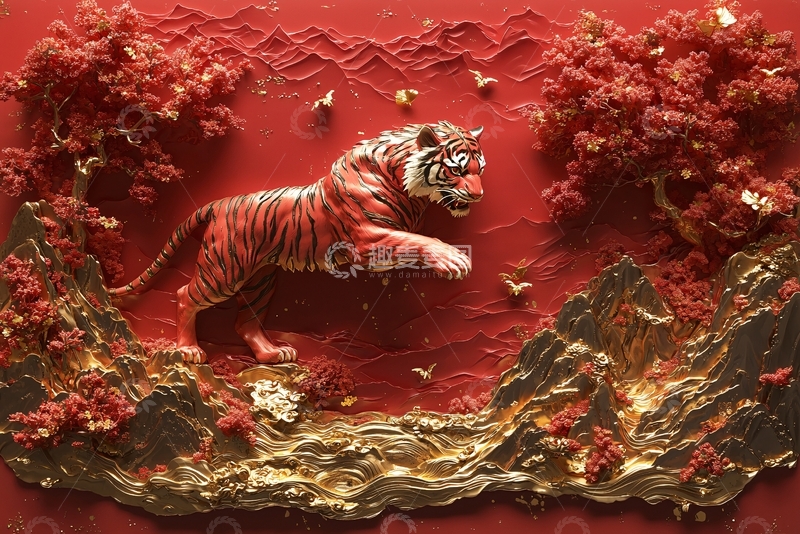 高清大图下载【趣麦麦图】红珊瑚虎雕刻
