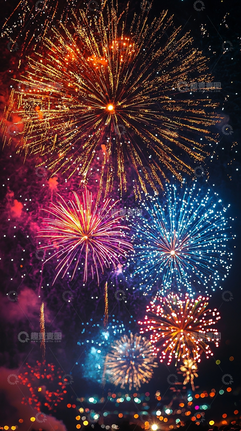 高清大图下载【趣麦麦图】绚丽多彩的烟火表演