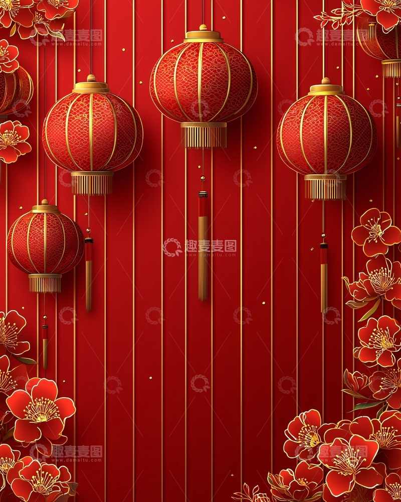 高清大图下载【趣麦麦图】红灯笼中式背景