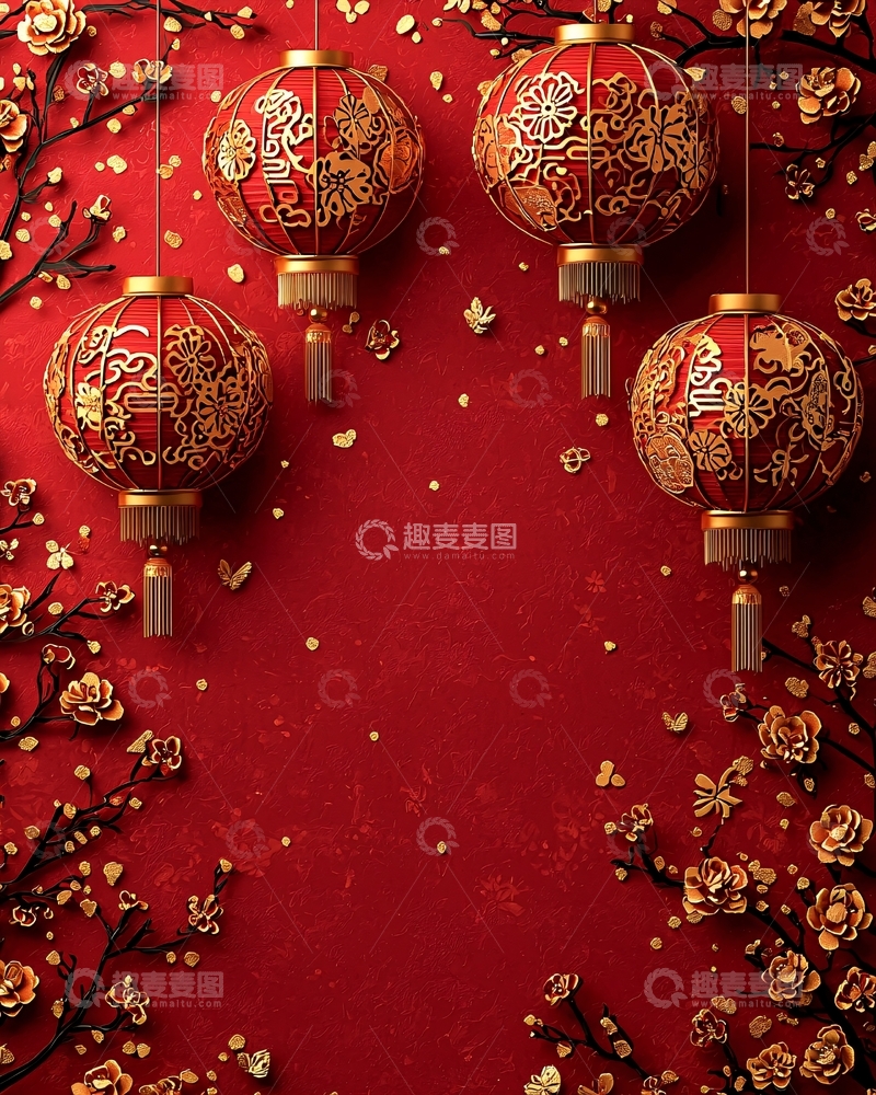 高清大图下载【趣麦麦图】红色背景