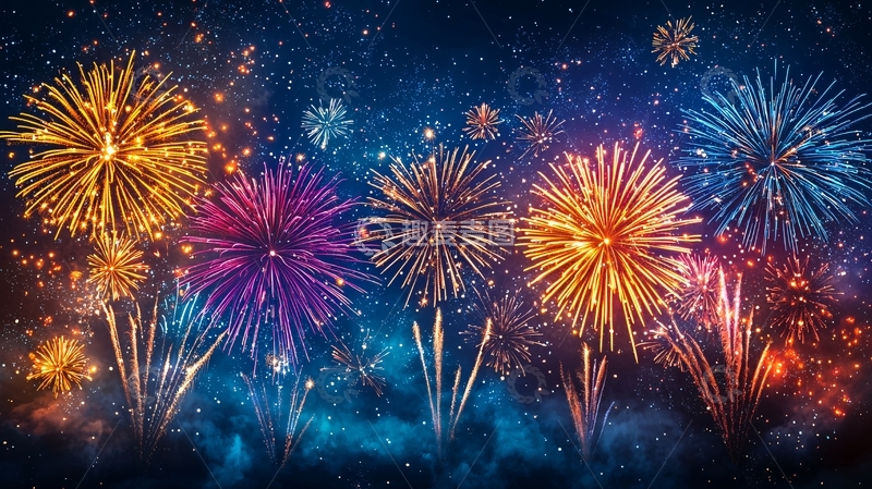 高清大图下载【趣麦麦图】绚丽多彩的夜空烟火秀