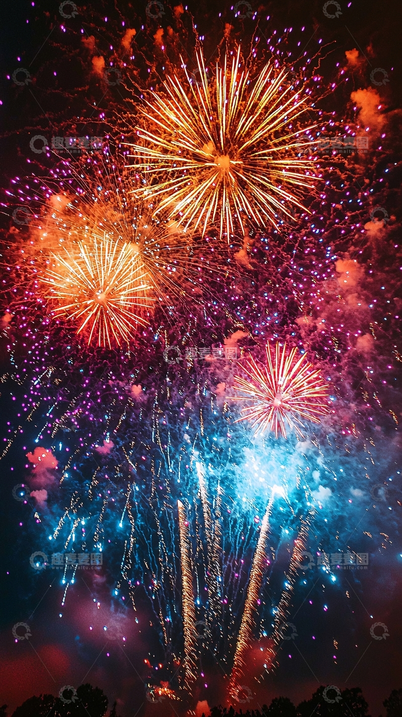 高清大图下载【趣麦麦图】绚丽多彩的烟花绽放