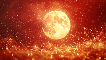 燃烧的血月与星空