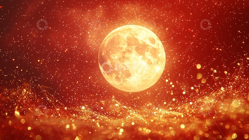 高清大图下载【趣麦麦图】燃烧的血月与星空