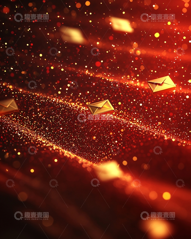 高清大图下载【趣麦麦图】红色背景金信封