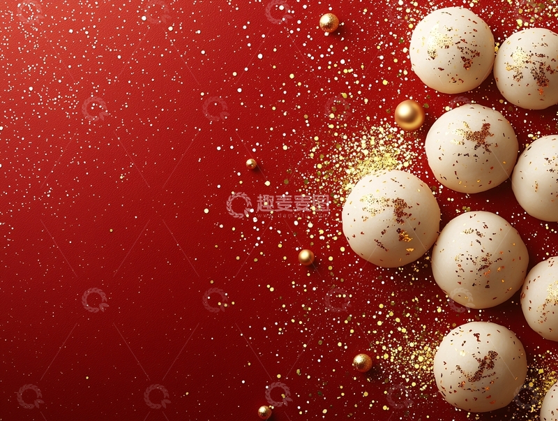 高清大图下载【趣麦麦图】红底金色圣诞糖球