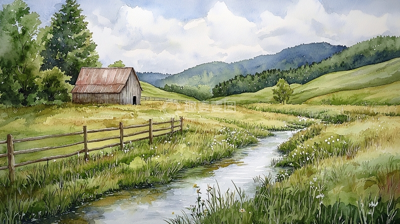 高清大图下载【趣麦麦图】乡村田园风景画