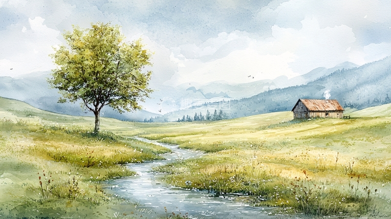 高清大图下载【趣麦麦图】水彩画