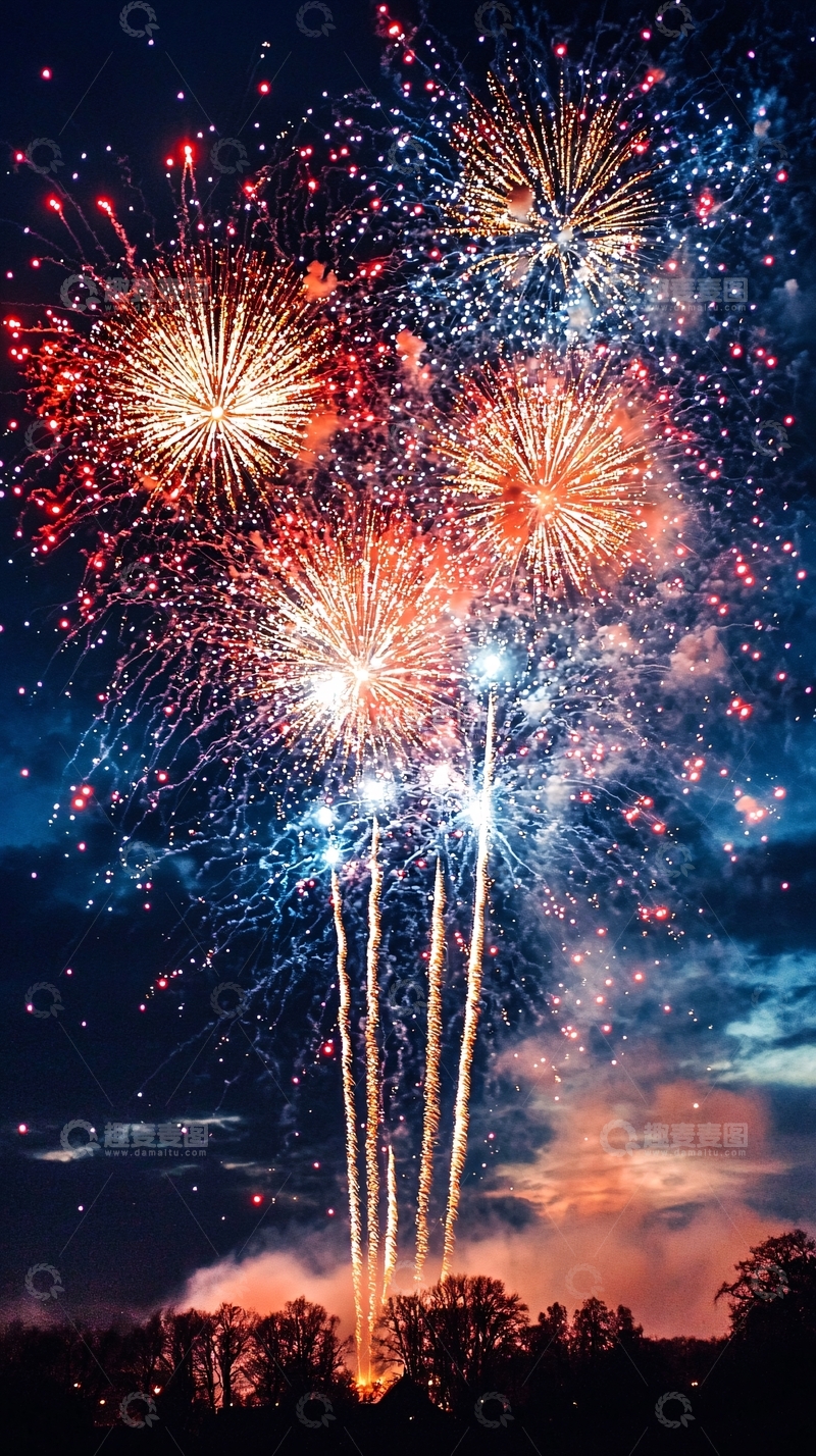 高清大图下载【趣麦麦图】绚丽多彩的烟火表演