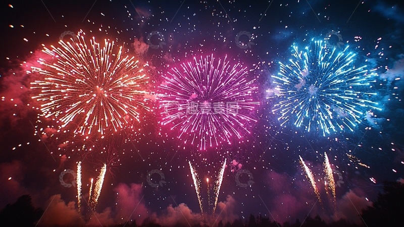 高清大图下载【趣麦麦图】绚丽多彩的烟火表演