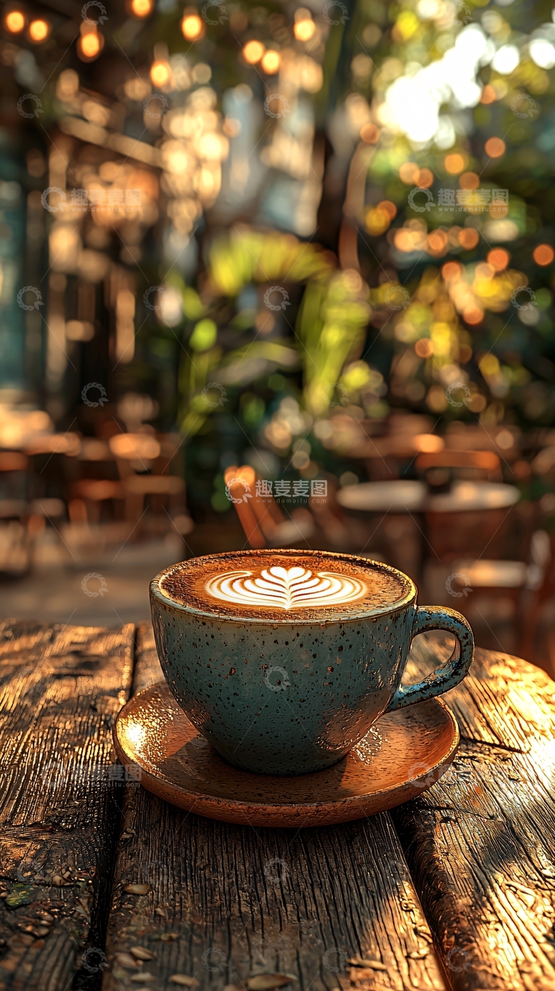 高清大图下载【趣麦麦图】户外咖啡馆拉花咖啡