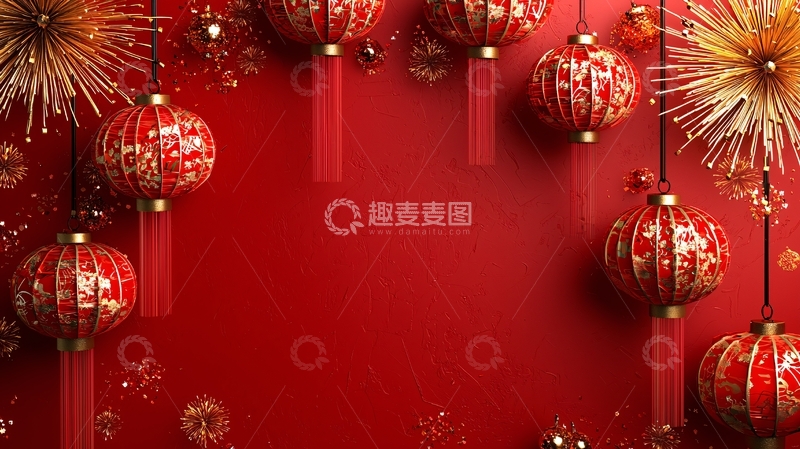 高清大图下载【趣麦麦图】红色背景