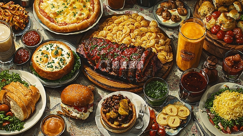 高清大图下载【趣麦麦图】丰盛美味的食物大餐