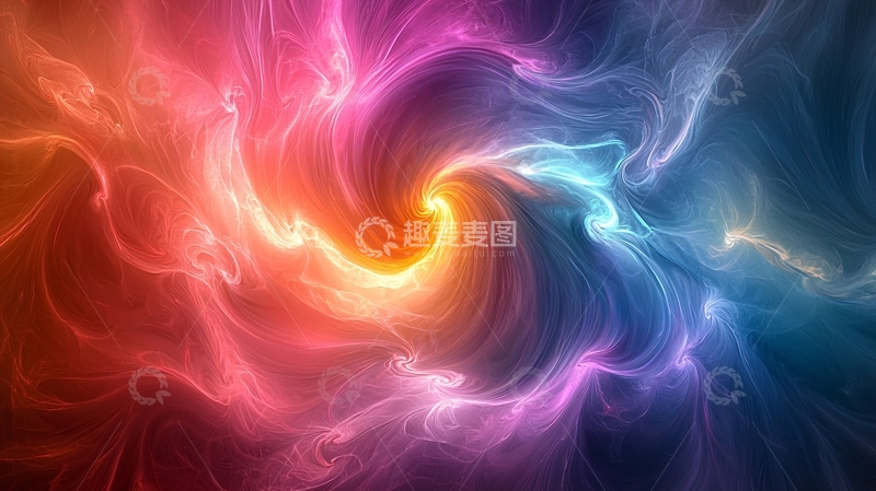 高清大图下载【趣麦麦图】彩色漩涡状星云抽象背景