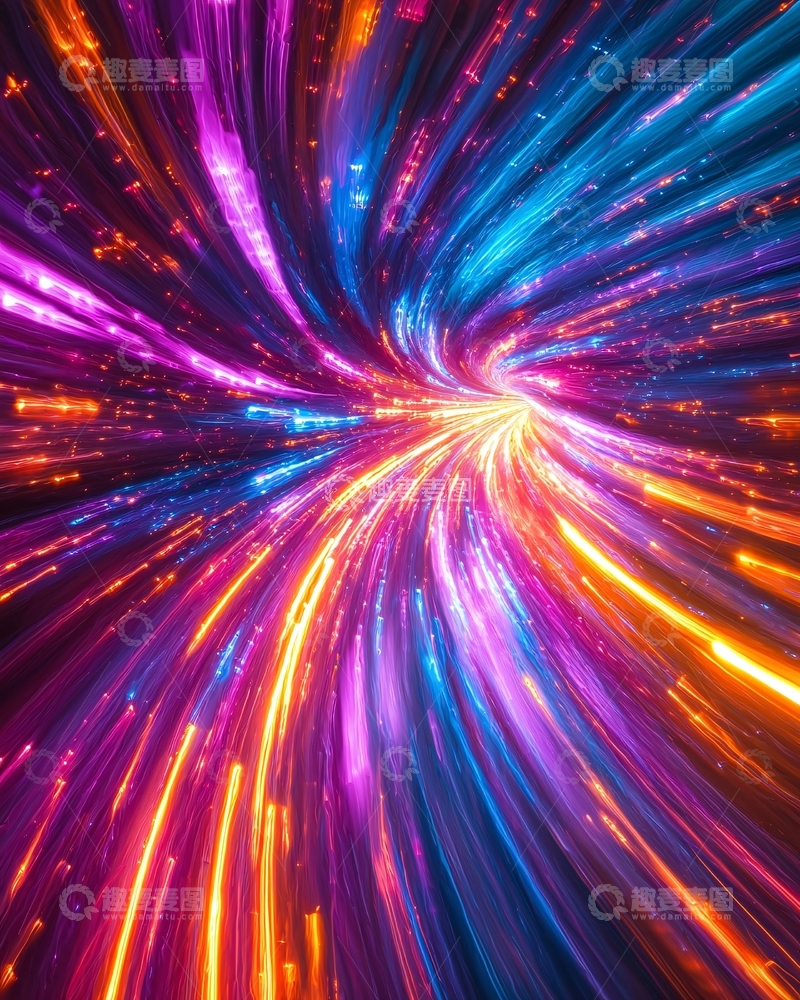 高清大图下载【趣麦麦图】炫彩光线旋转隧道