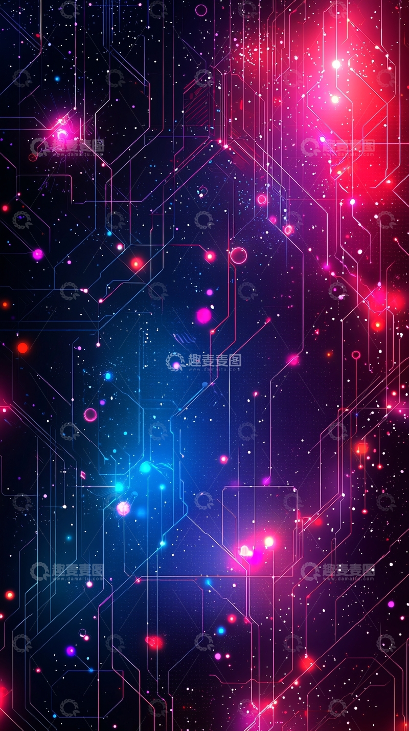高清大图下载【趣麦麦图】粉色蓝色科技感宇宙