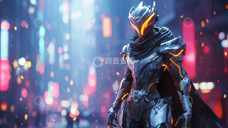 高清大图下载【趣麦麦图】未来都市武士