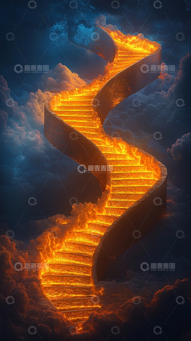 高清大图下载【趣麦麦图】火焰阶梯