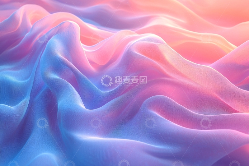 高清大图下载【趣麦麦图】粉色蓝色丝绸质感