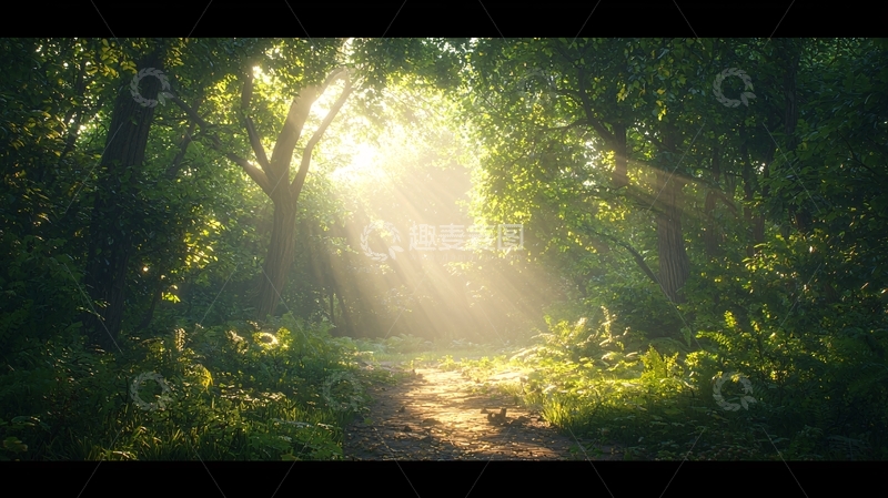 高清大图下载【趣麦麦图】阳光森林小路
