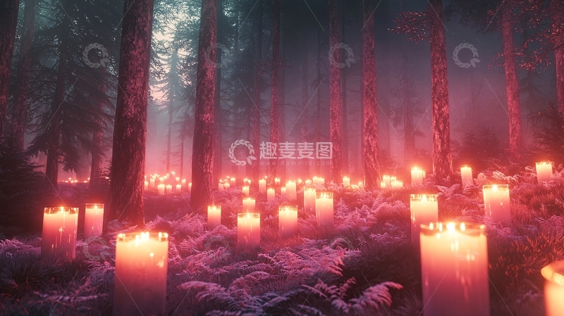 高清大图下载【趣麦麦图】红光烛火森林