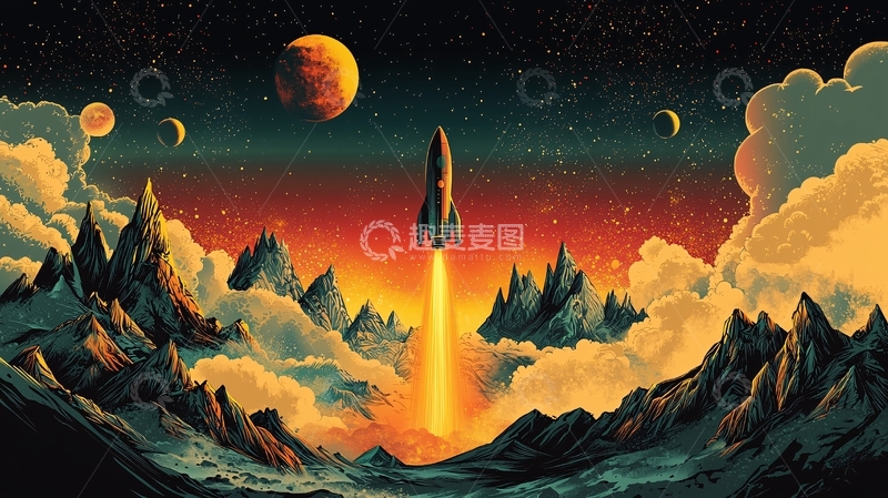 高清大图下载【趣麦麦图】宇宙飞船发射