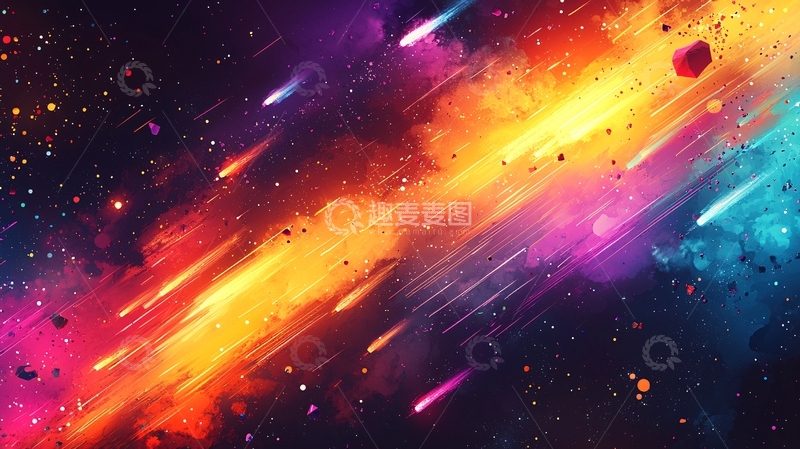 高清大图下载【趣麦麦图】宇宙星云流星雨
