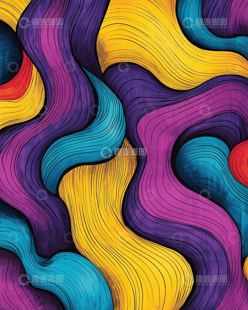 高清大图下载【趣麦麦图】彩色波浪线条艺术