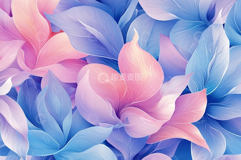 高清大图下载【趣麦麦图】粉色蓝色花瓣