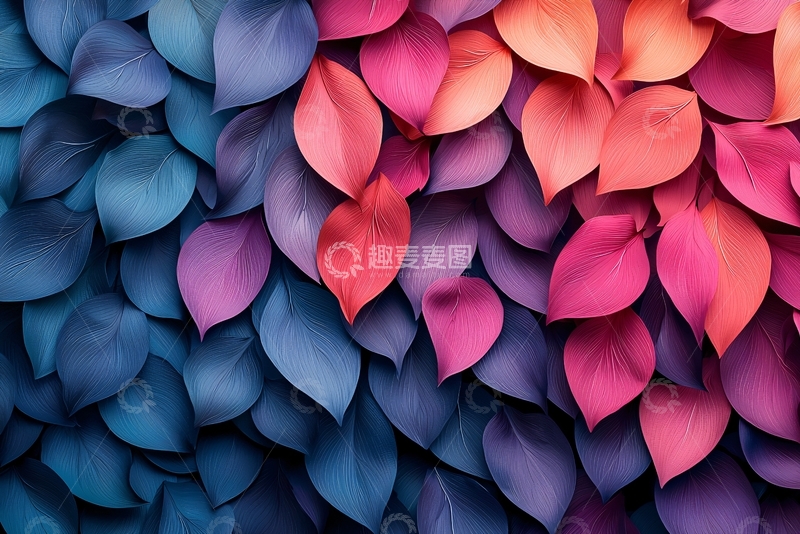高清大图下载【趣麦麦图】彩色叶子堆叠背景