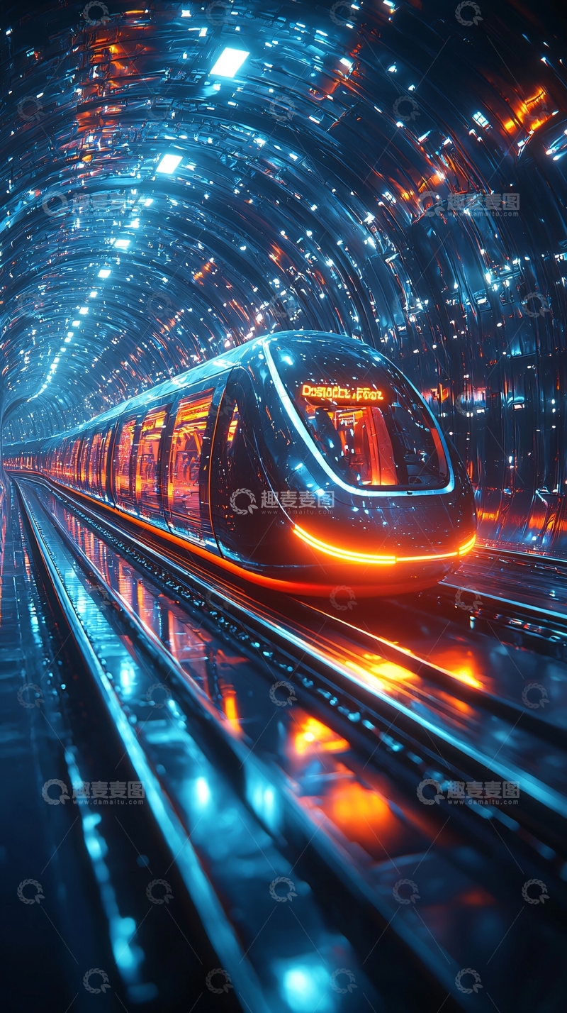 高清大图下载【趣麦麦图】未来科技感地铁列车