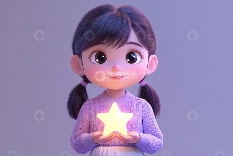 高清大图下载【趣麦麦图】可爱卡通女孩
