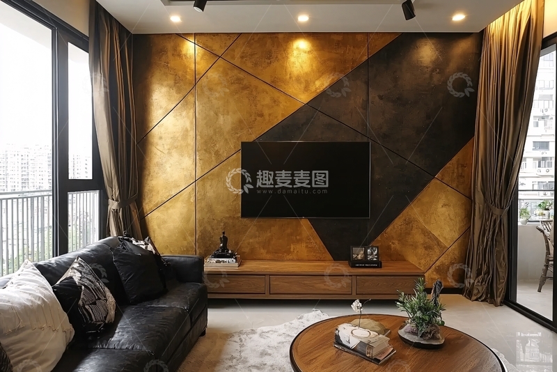 高清大图下载【趣麦麦图】现代轻奢电视背景墙