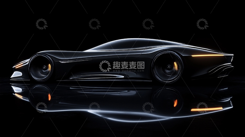 高清大图下载【趣麦麦图】黑色跑车侧视图