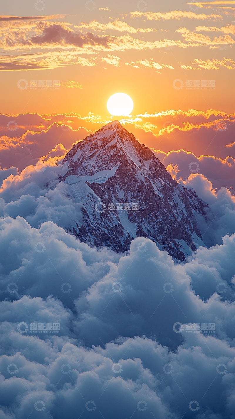 高清大图下载【趣麦麦图】云海日出雪山