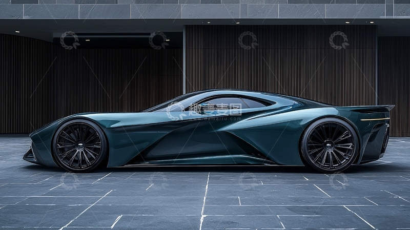 高清大图下载【趣麦麦图】深绿色超跑侧视图