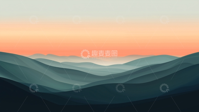 高清大图下载【趣麦麦图】柔和日出山峦景色