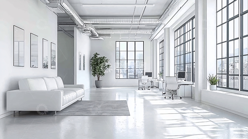 高清大图下载【趣麦麦图】极简风格白色现代办公室