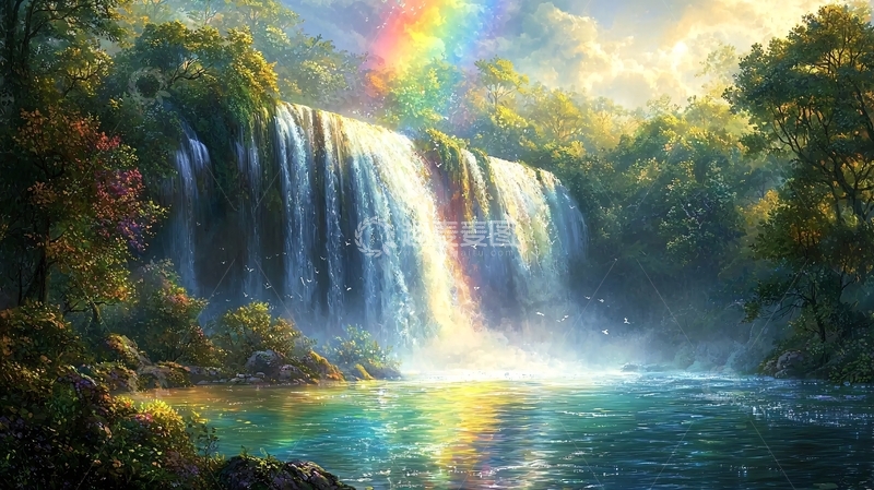 高清大图下载【趣麦麦图】彩虹瀑布
