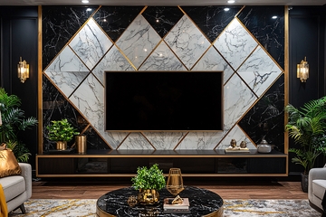 黑金大理石电视背景墙