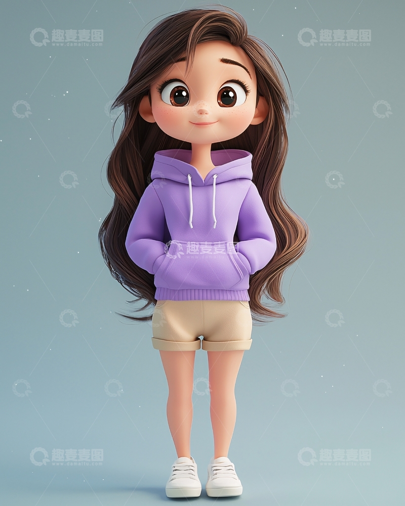 高清大图下载【趣麦麦图】可爱卡通女孩